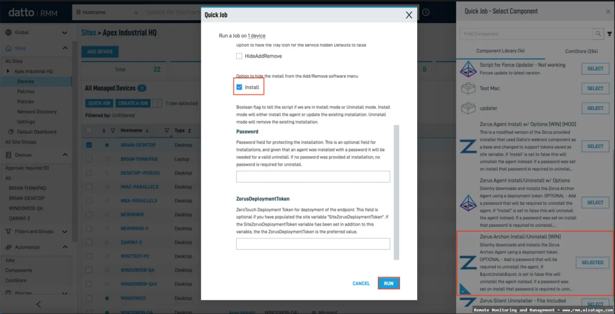 Secure client portal RMM connection